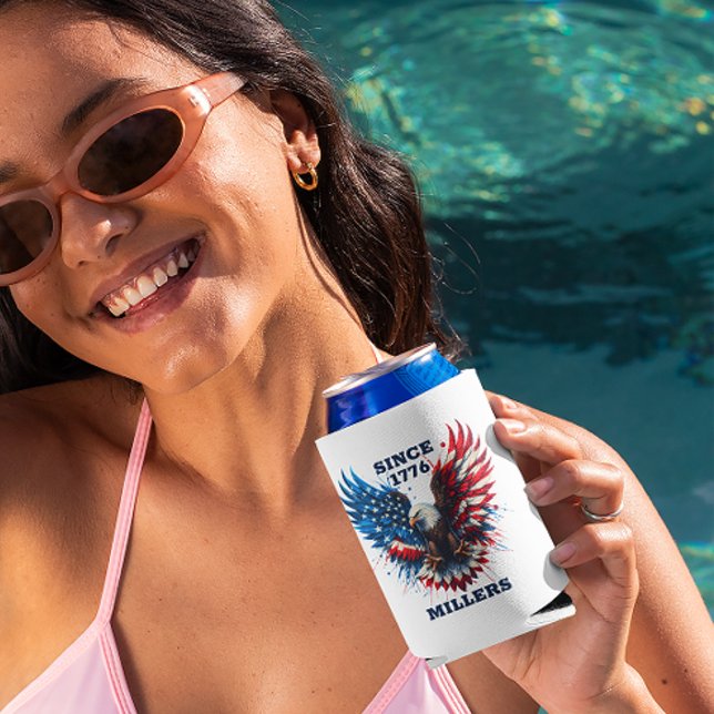 Personalised Patriotic Colours America Bold Eagle Can Cooler (Creator Uploaded)
