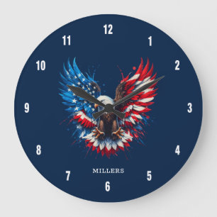 Personalised Patriotic Colours America Bold Eagle Large Clock