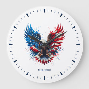 Personalised Patriotic Colours America Bold Eagle Large Clock