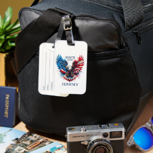 Personalised Patriotic Colours America Bold Eagle Luggage Tag