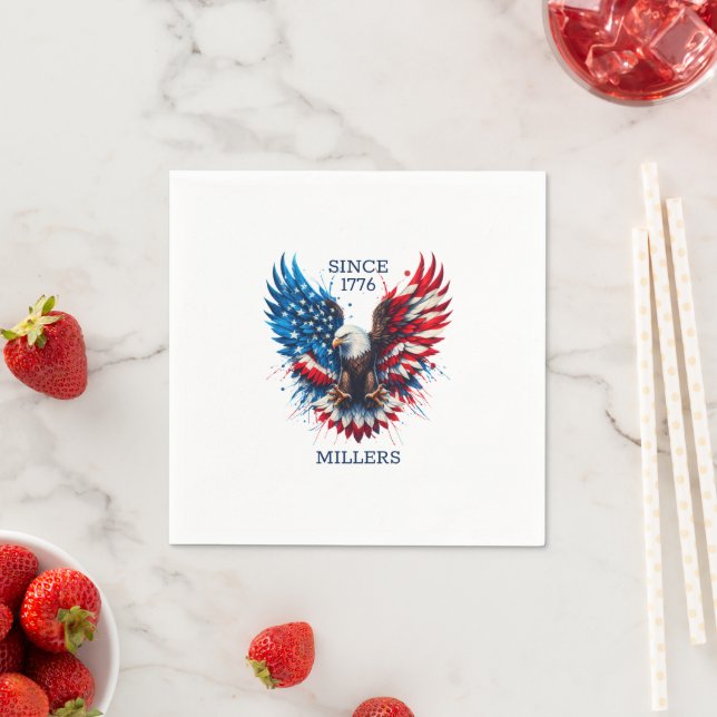 Personalised Patriotic Colours America Bold Eagle Napkin (Insitu)