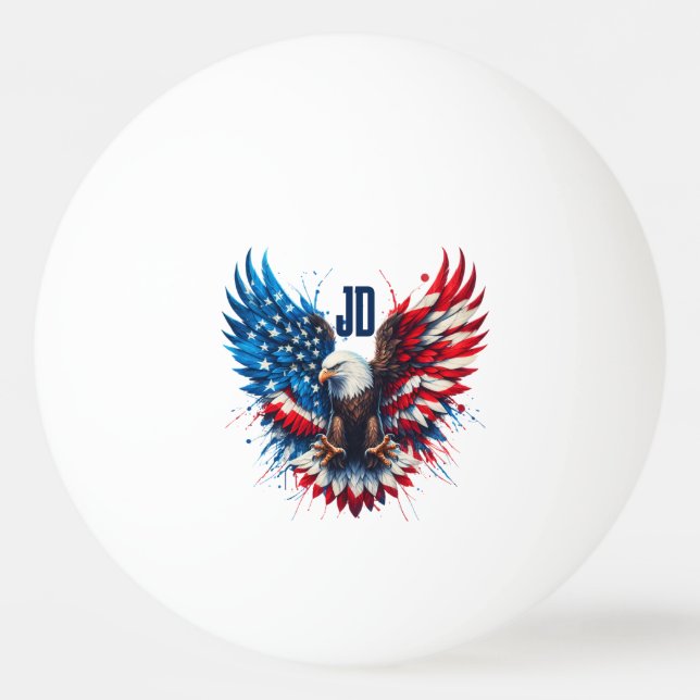 Personalised Patriotic Colours America Bold Eagle Ping Pong Ball (Front)