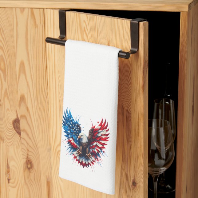 Personalised Patriotic Colours America Bold Eagle Tea Towel (Thirds Fold)