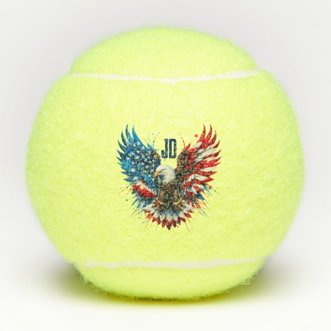 Personalised Patriotic Colours America Bold Eagle Tennis Balls (Front)