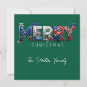 Personalised Patriotic Family Christmas Holiday Card