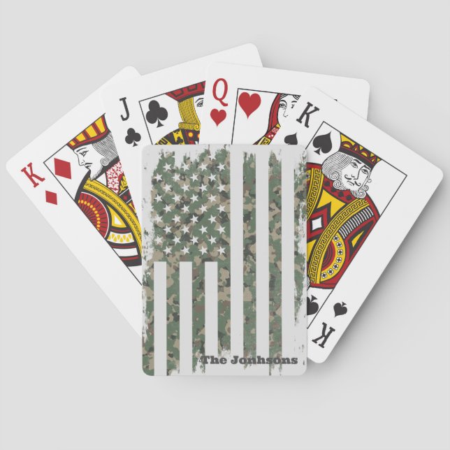 Personalised Patriotic Family Name American Flag Playing Cards (Back)