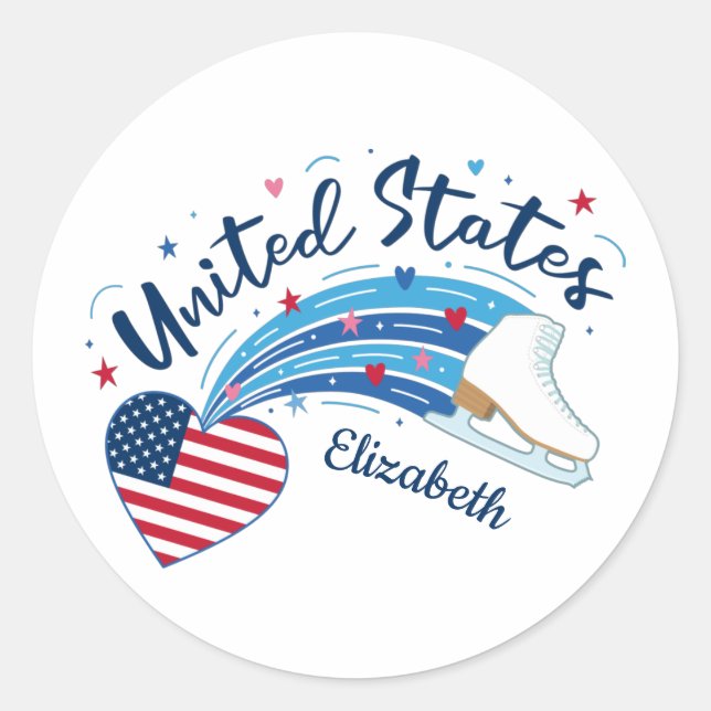 Personalised Patriotic Figure Skating Sticker (Front)