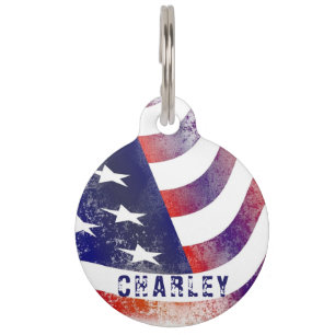 Personalised Patriotic Flag  Pet Tag