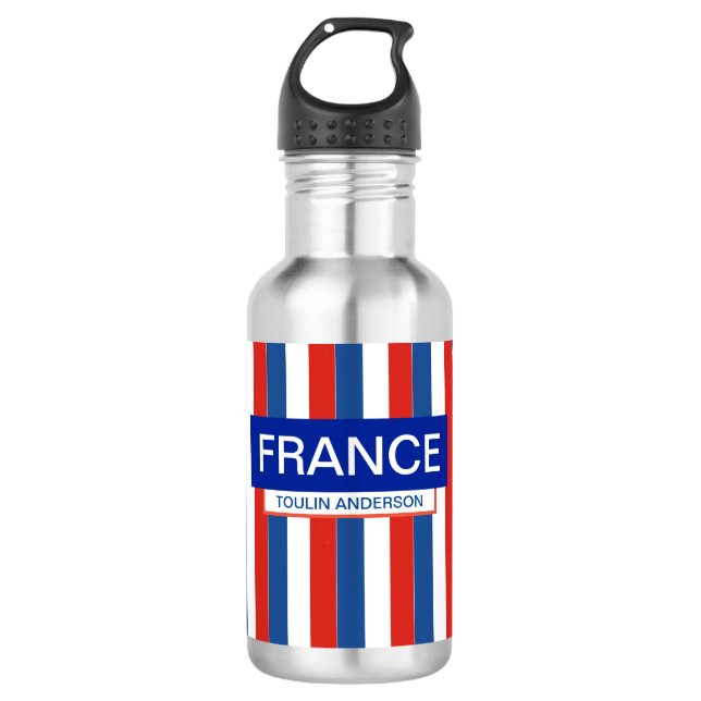 Personalised  Patriotic France Flag 532 Ml Water Bottle (Front)