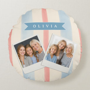 Personalised Patriotic Memorial Day 4th of July Round Cushion