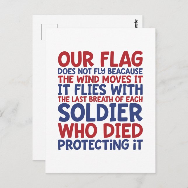 Personalised Patriotic Soldier Quote Postcard (Front/Back)