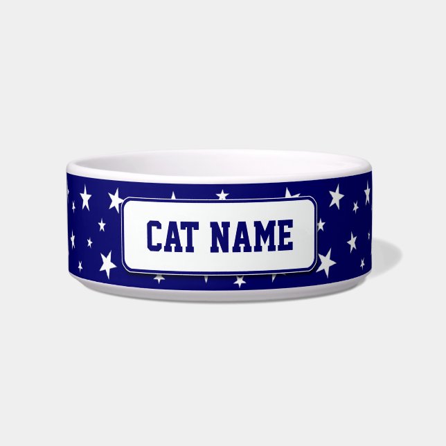 Personalised Patriotic Stars Cat Bowl (Front)