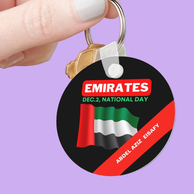 Personalised Patriotic United Arab Emirates Flag Key Ring (Creator Uploaded)