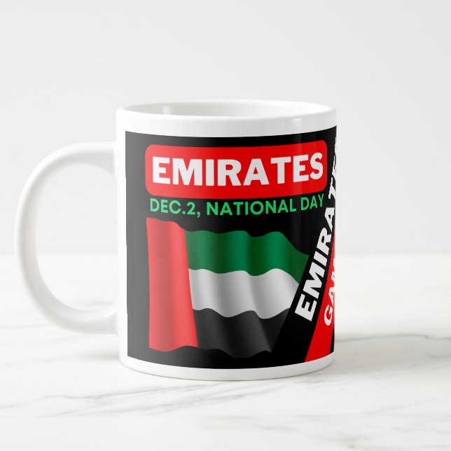 Personalised Patriotic United Arab Emirates Flag Large Coffee Mug (Left)
