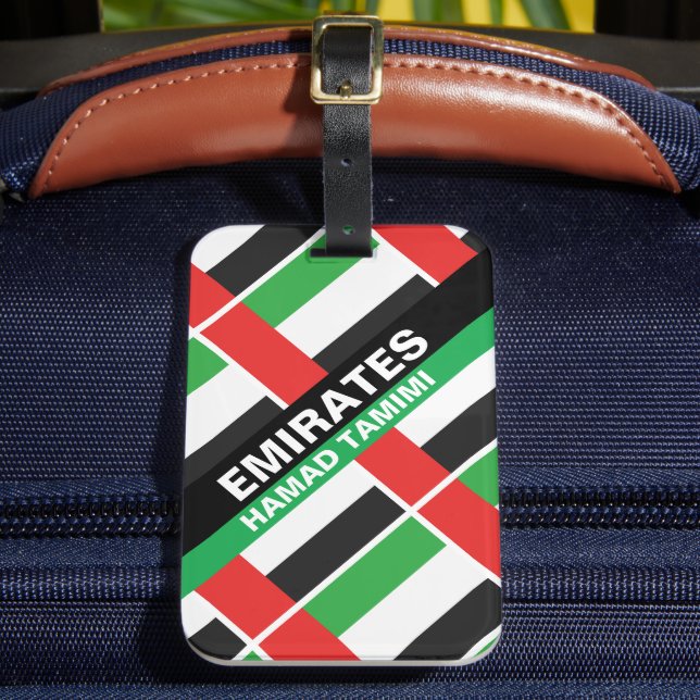 Personalised Patriotic United Arab Emirates Flag Luggage Tag (Front Insitu 2)