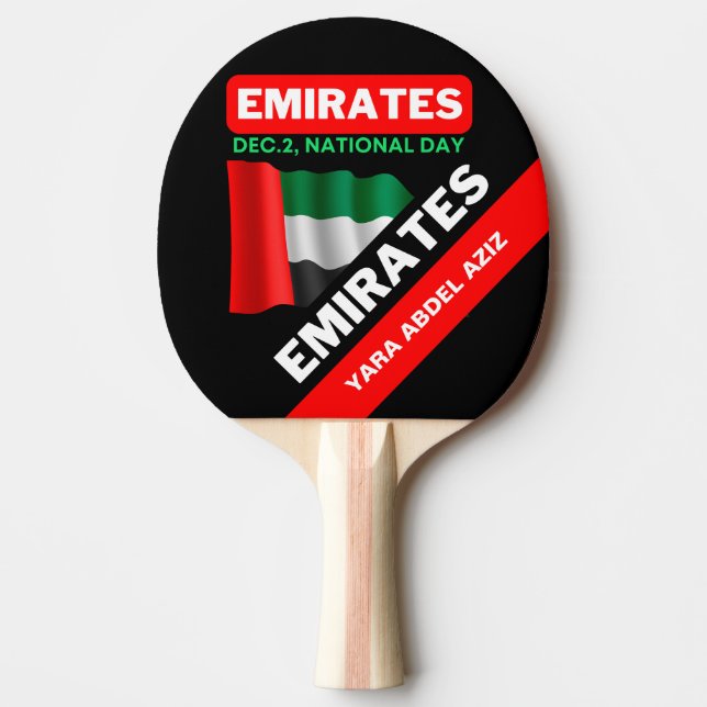 Personalised Patriotic United Arab Emirates Flag  Ping Pong Paddle (Front)