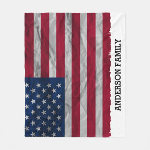 Personalised Patriotic USA American Flag  Fleece Blanket