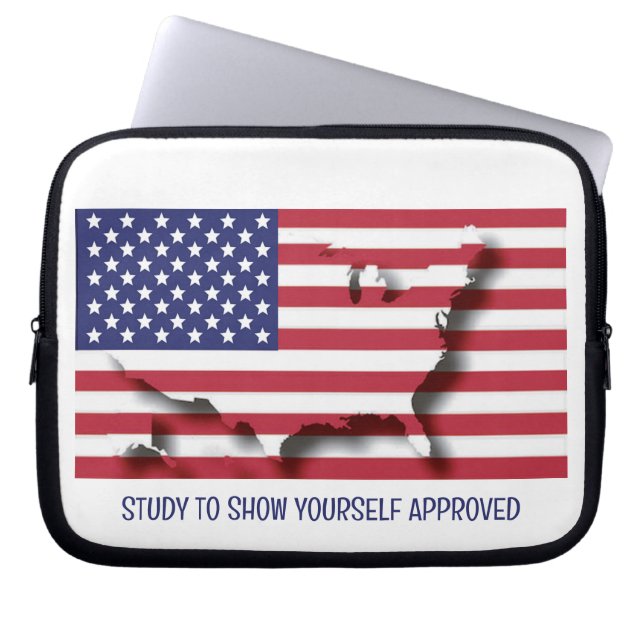 Personalised Patriotic USA AMERICAN Flag Laptop Sleeve (Front)