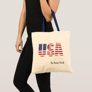 Personalised Patriotic USA, Family Budget Tote