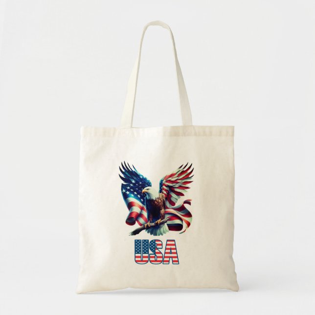 Personalised Patriotic USA Flag & Eagle Tote Bag (Front)