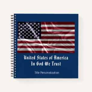 Personalised Patriotic USA Flag Red White and Blue Notebook