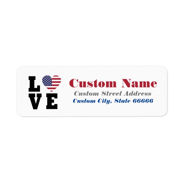 Personalised Patriotic USA Flag Return Address (Front)