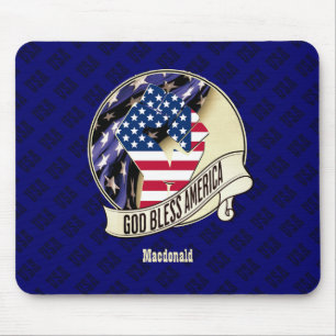 Personalised Patriotic USA God Bless America Mouse Mat