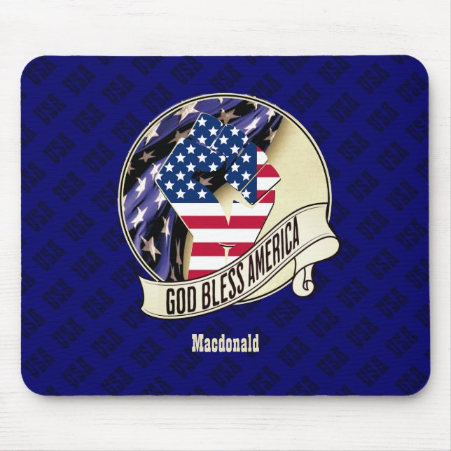 Personalised Patriotic USA God Bless America Mouse Mat (Front)