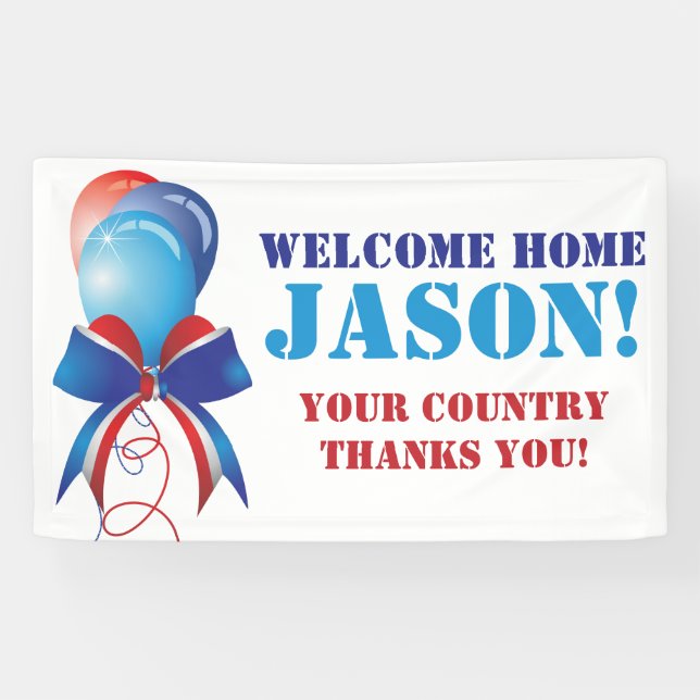 Personalised Patriotic Welcome Home Military Banner (Horizontal)