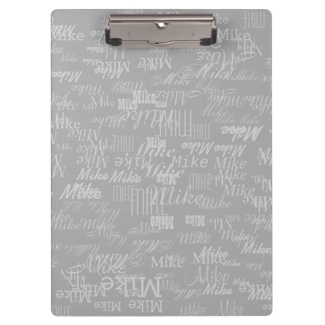 personalised patterned name cool grey clipboard (Front)