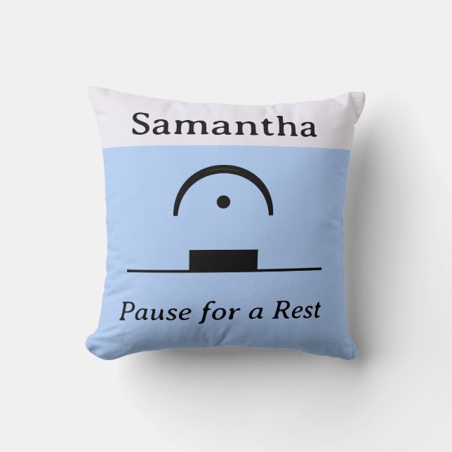 Personalised Pause Rest Musical Humour Music Blue Cushion (Front)