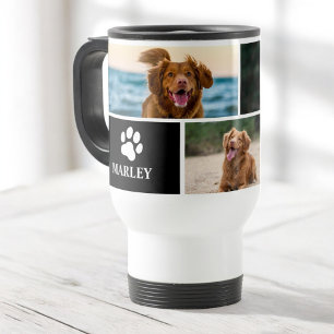 Personalised Paw Dog Lover Photo Collage Pet Travel Mug