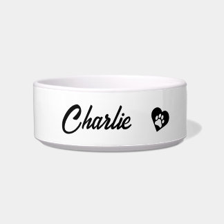 Personalised Paw Heart Name Bowl
