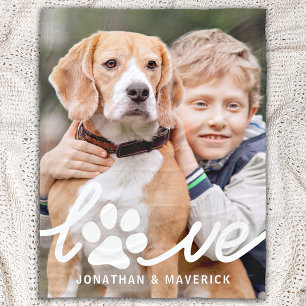  Personalised Paw LOVE Modern Pet Photo Dog Lover Fleece Blanket