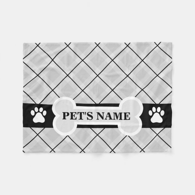 Personalised Paw Print and Bone Dog Blankets (Front (Horizontal))