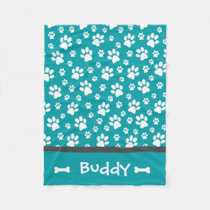 Personalised Paw Print Dog Fleece Blanket