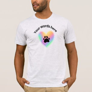 Personalised Paw Print in Rainbow Heart T-Shirt