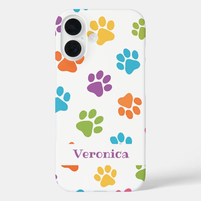 Personalised Paw Print iPhone Case – Custom Name  (Back)