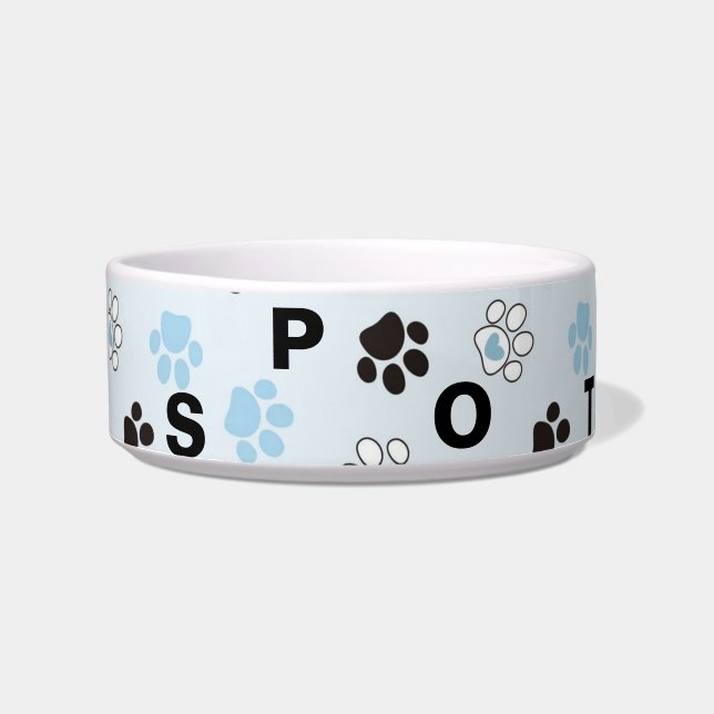 Personalised Paw Print Medium Dog Bowl (Front)