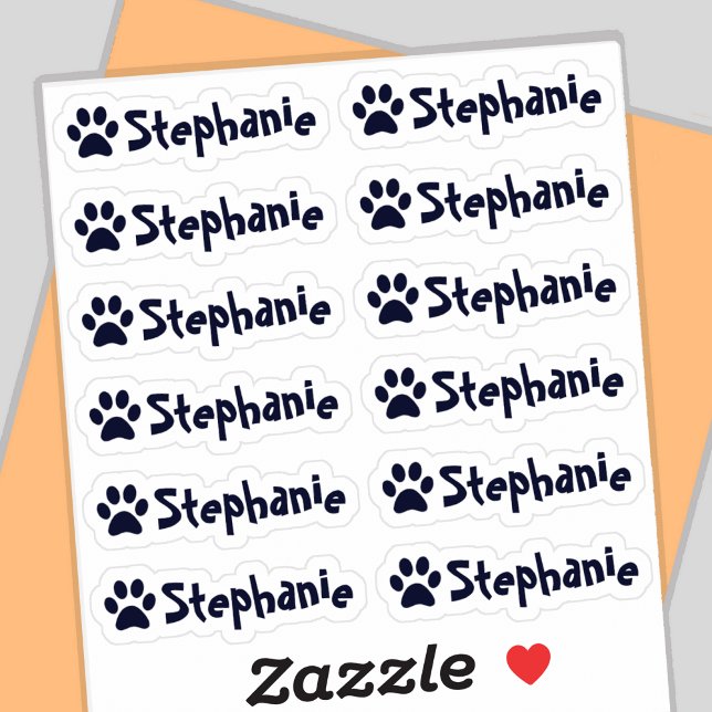 Personalised Paw Print Name Labels Set of 12 (Paw print name labels - set of 12 🐾)