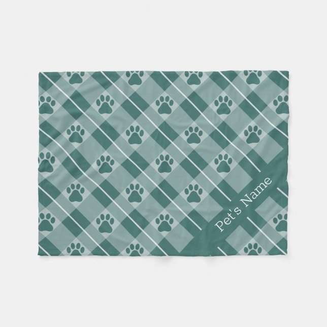 Personalised Paw Print Pattern Dog Blankets (Front (Horizontal))