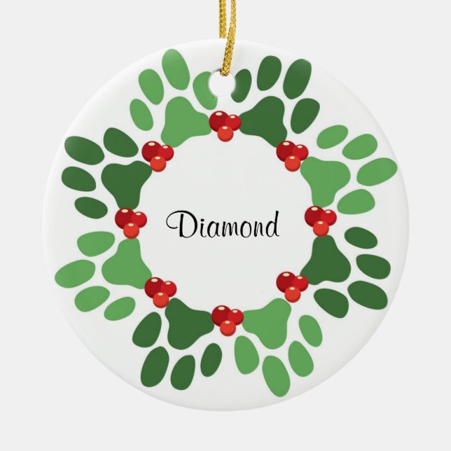 Personalised Paw Print Pet Christmas Ornament (Front)