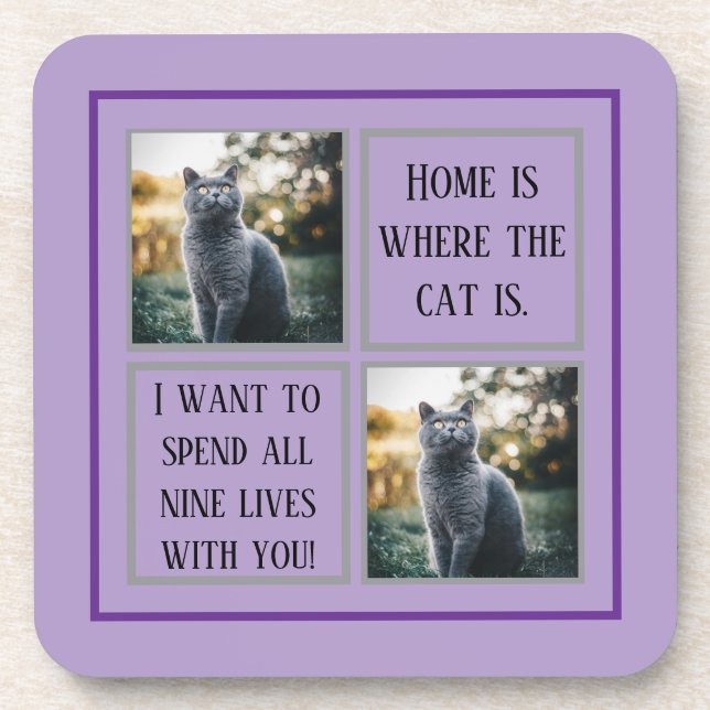 Personalised Paw Print Pet Coasters - Custom Name (Front)