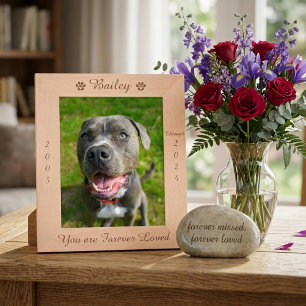 Personalised Paw Print Pet Memorial Wood Picture Etched Frames