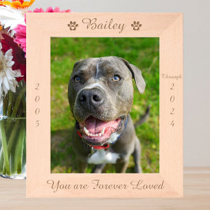 Personalised Paw Print Pet Memorial Wood Picture Etched Frames