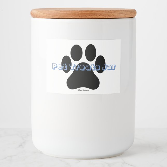 Personalised Paw Print Pet Treats Food Label Jar (Front)