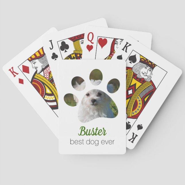 Personalised Paw Print Photo Dog Playing Cards (Back)