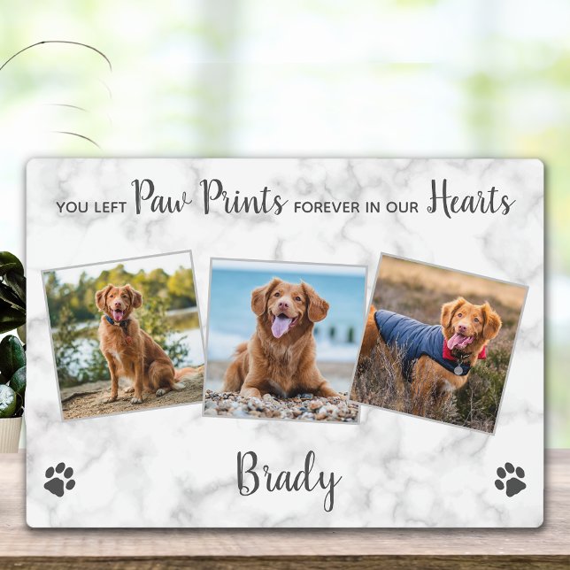 Personalised Paw Prints Hearts Photo Pet Memorial Plaque (Creator Uploaded)