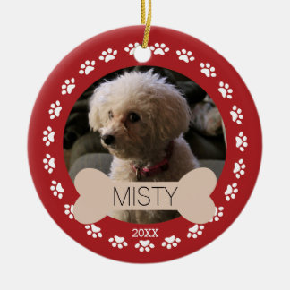 Personalised Paws & Bone Photo Dog Ornament