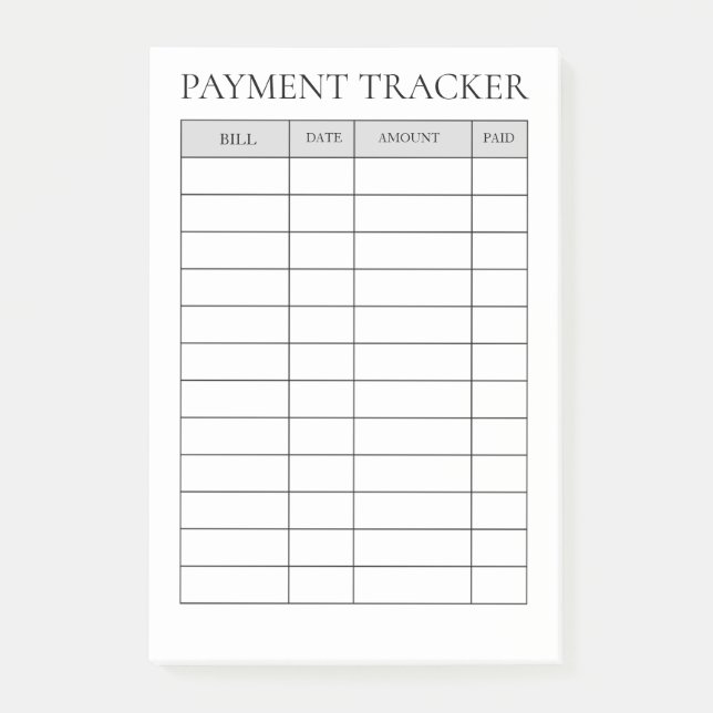 Personalised Payment Tracker Notepad (Front)